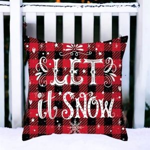 New buffalo plaid Let it snow Christmas cotton pillow cover